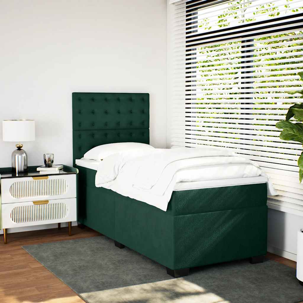 Box spring krevet s madracem tamnozeleni 90x190 cm baršunasti