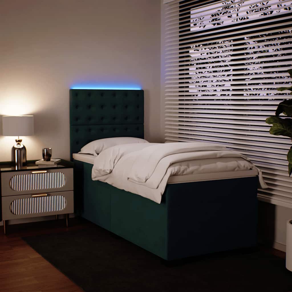 Box spring krevet s madracem tamnozeleni 90x190 cm baršunasti