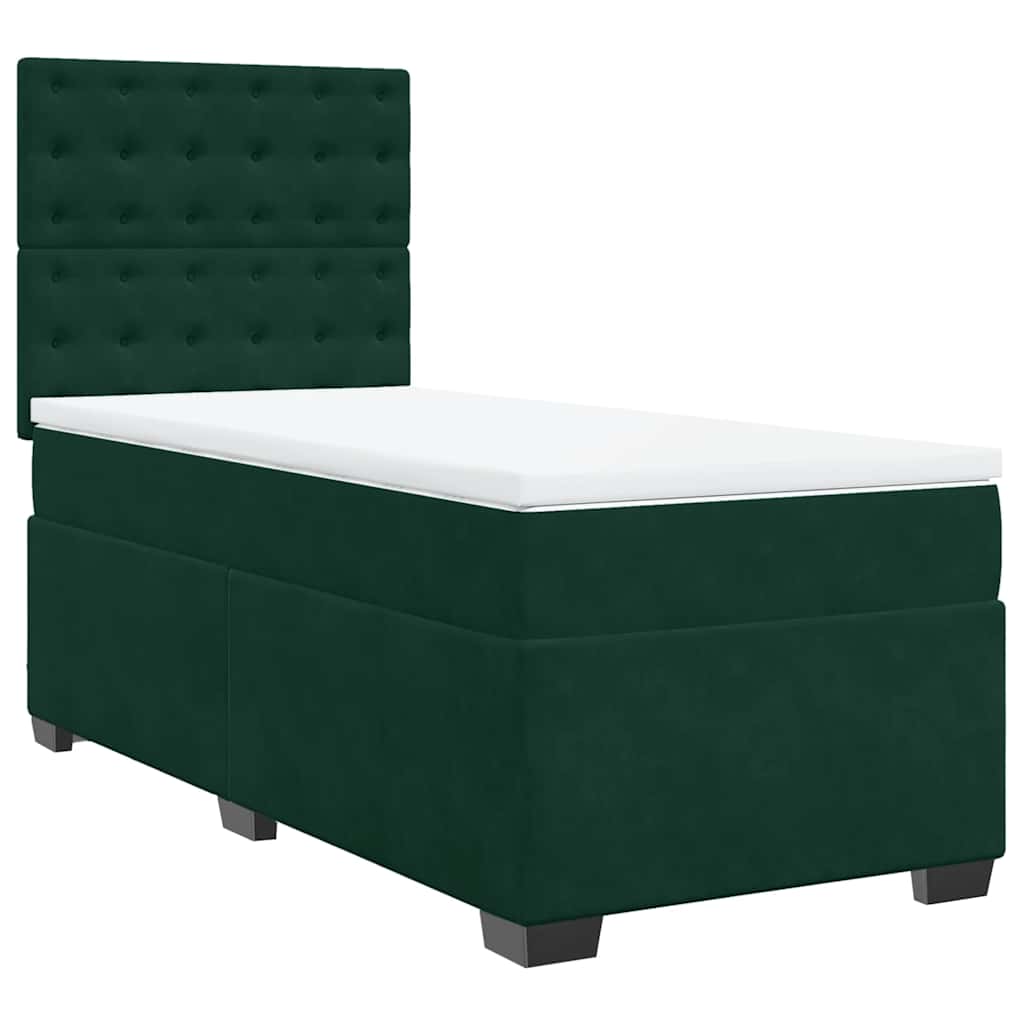 Box spring krevet s madracem tamnozeleni 90x190 cm baršunasti