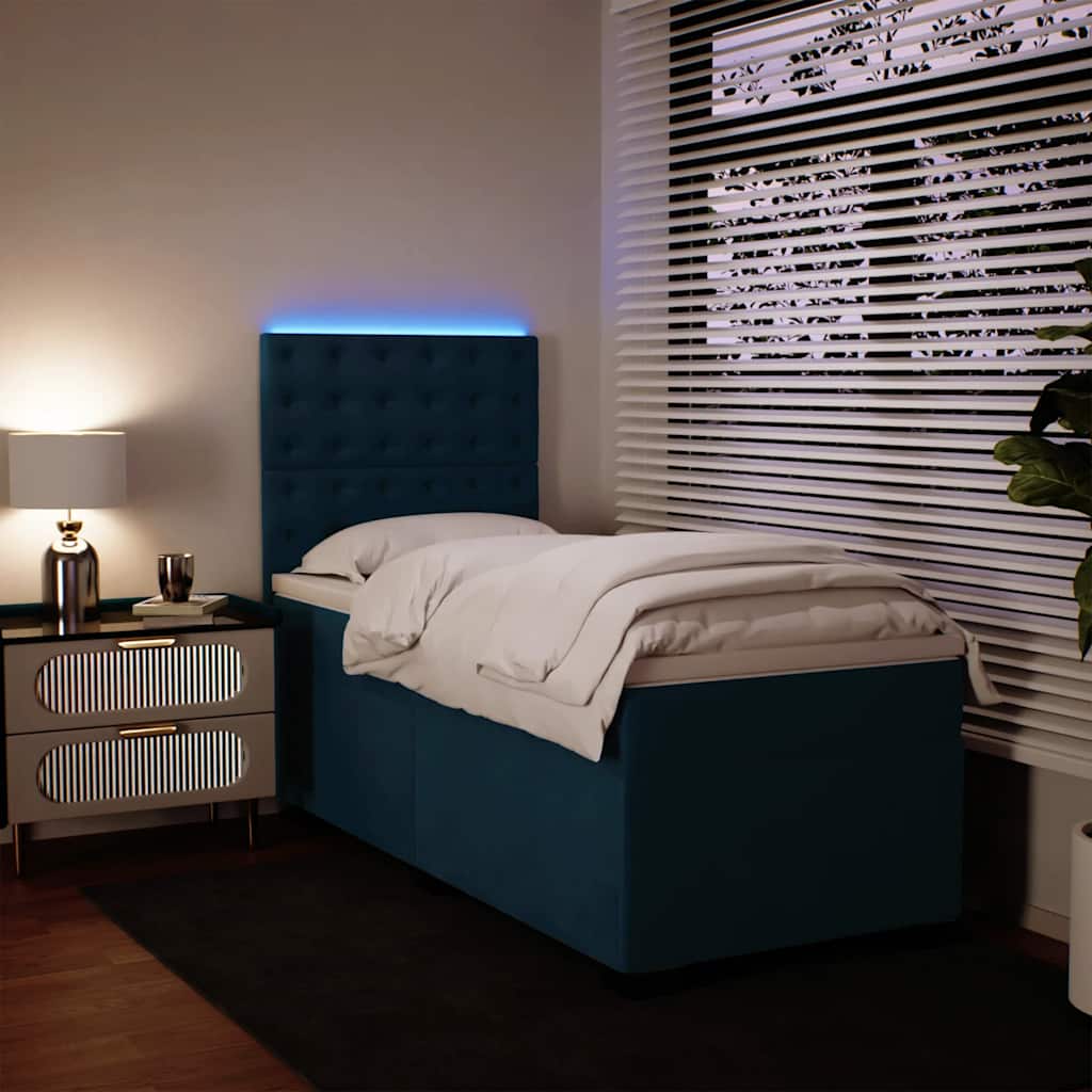 Box spring krevet s madracem plavi 90x190 cm baršunasti