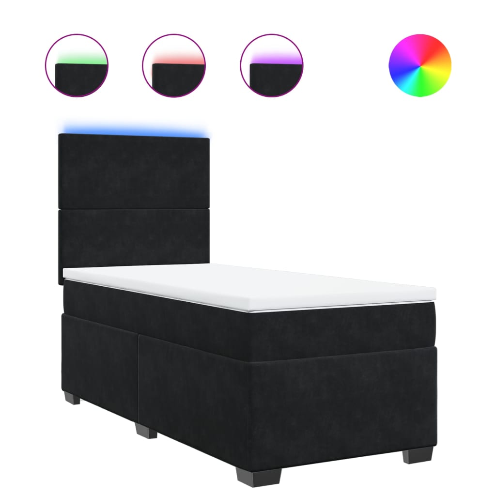 Box spring krevet s madracem crni 90x200 cm baršunasti
