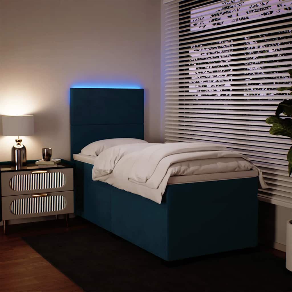 Box spring krevet s madracem plavi 90x200 cm baršunasti