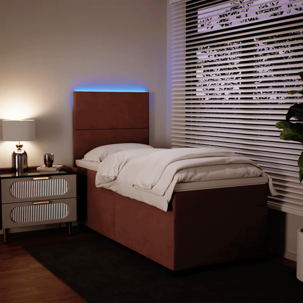 Box spring krevet s madracem ružičasti 90x200 cm baršunasti
