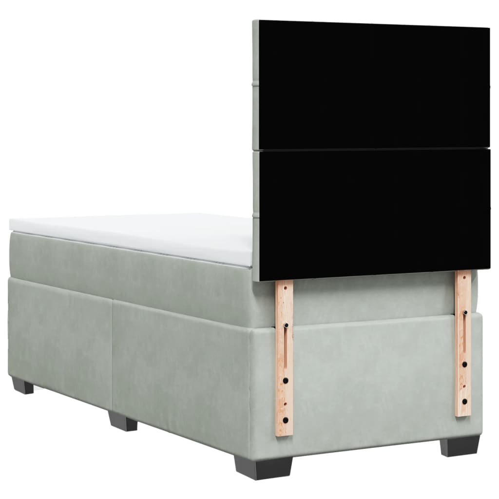 Box spring krevet s madracem svjetlosivi 90x190 cm baršunasti