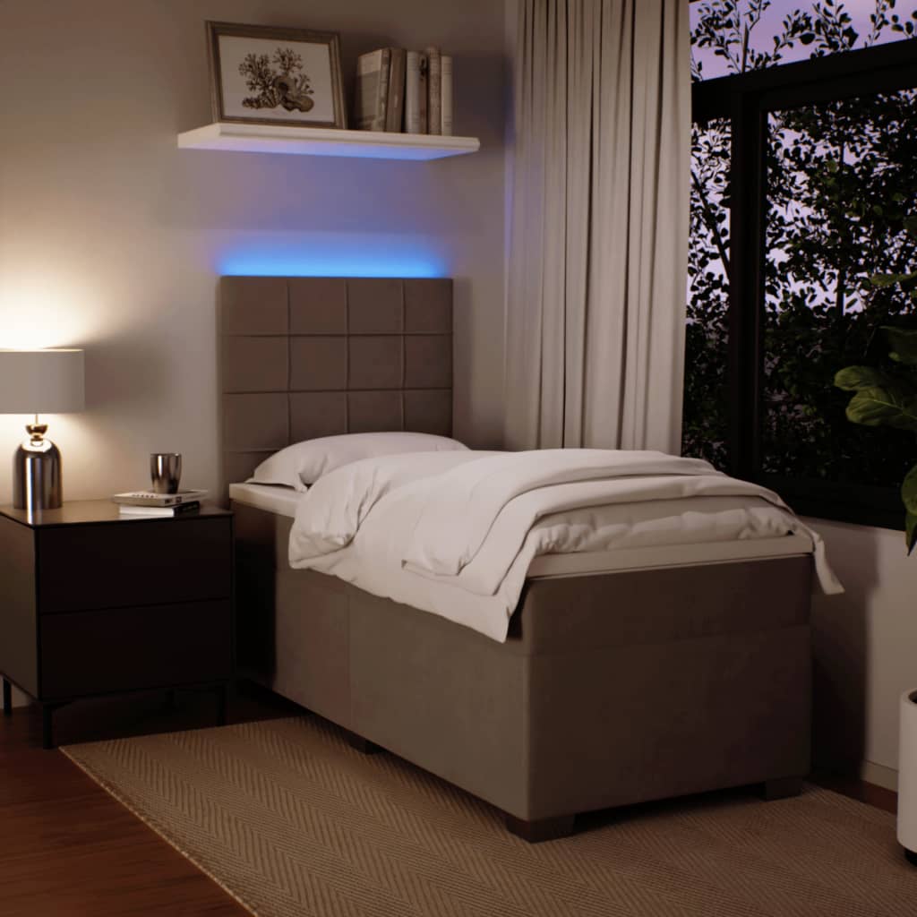 Box spring krevet s madracem svjetlosivi 90x190 cm baršunasti