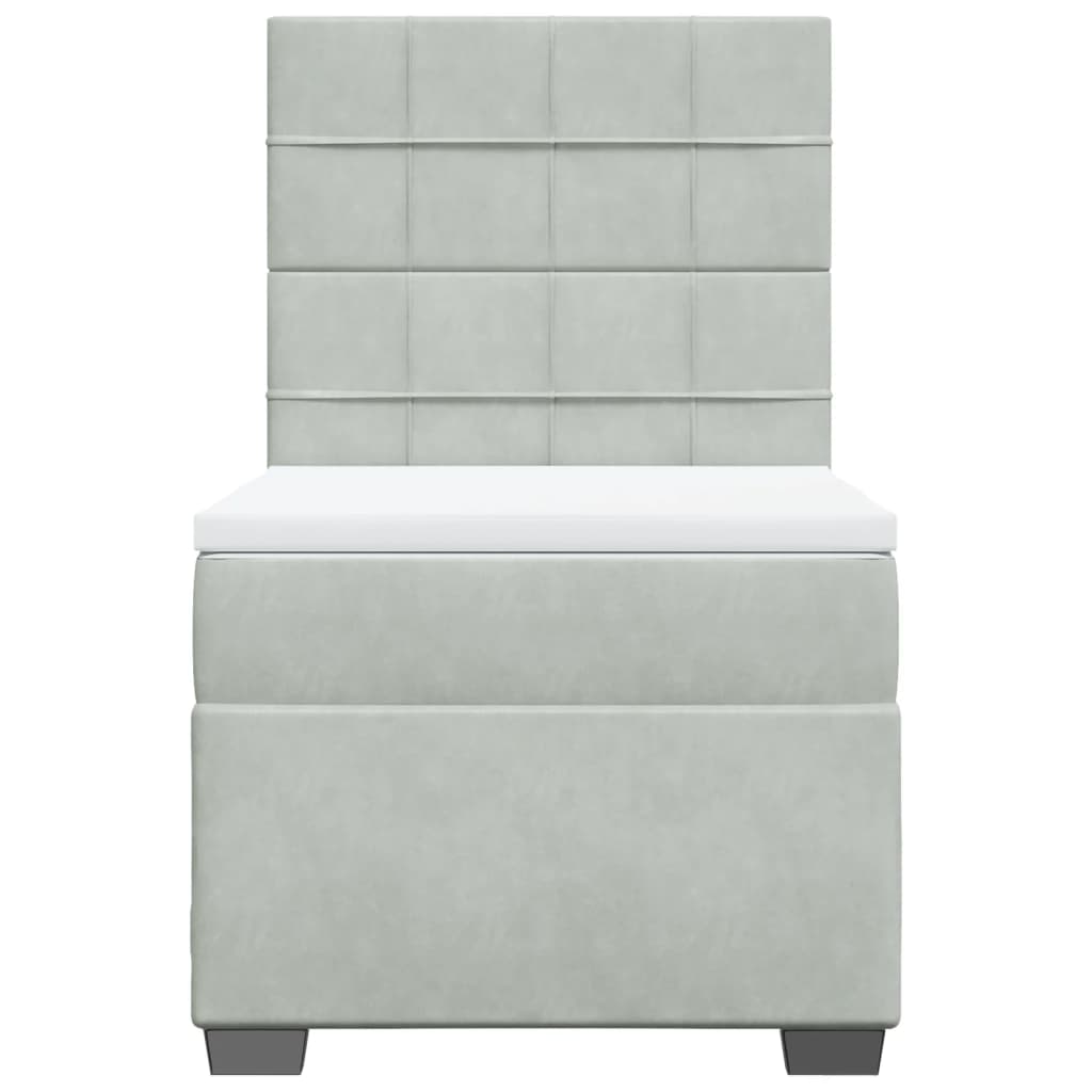 Box spring krevet s madracem svjetlosivi 90x190 cm baršunasti