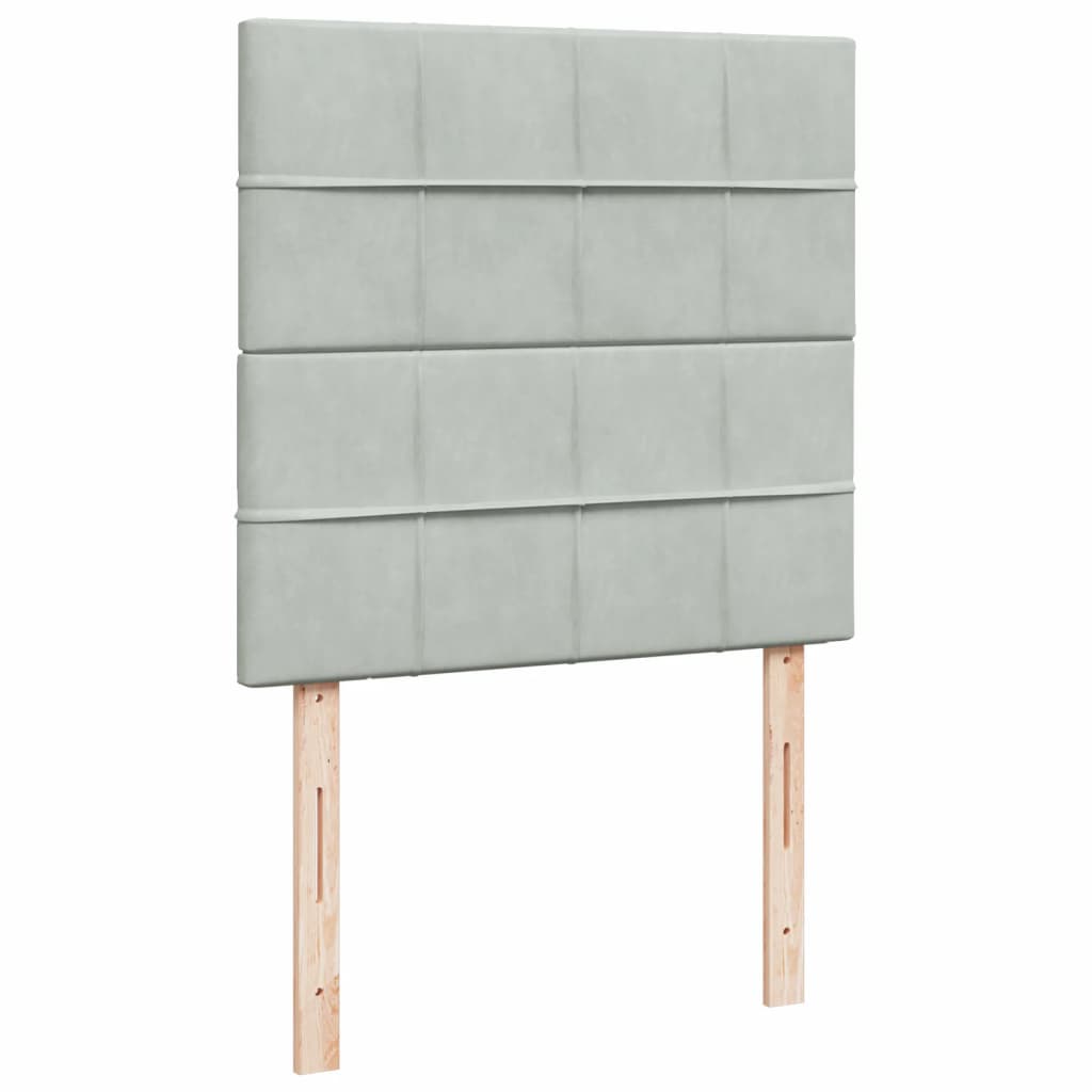 Box spring krevet s madracem svjetlosivi 90x190 cm baršunasti
