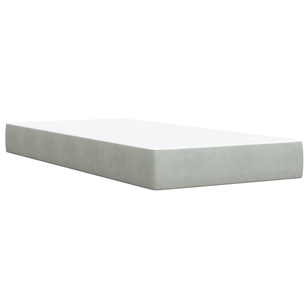 Box spring krevet s madracem svjetlosivi 90x190 cm baršunasti