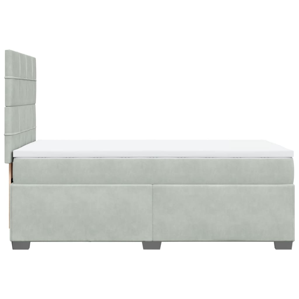 Box spring krevet s madracem svjetlosivi 90x190 cm baršunasti