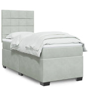 Box spring krevet s madracem svjetlosivi 90x190 cm baršunasti