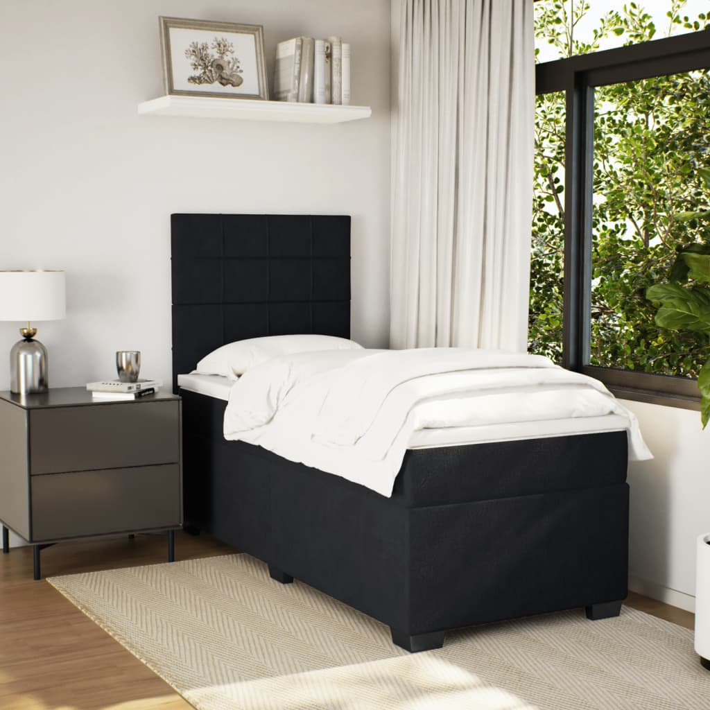 Box spring krevet s madracem crni 90x200 cm baršunasti