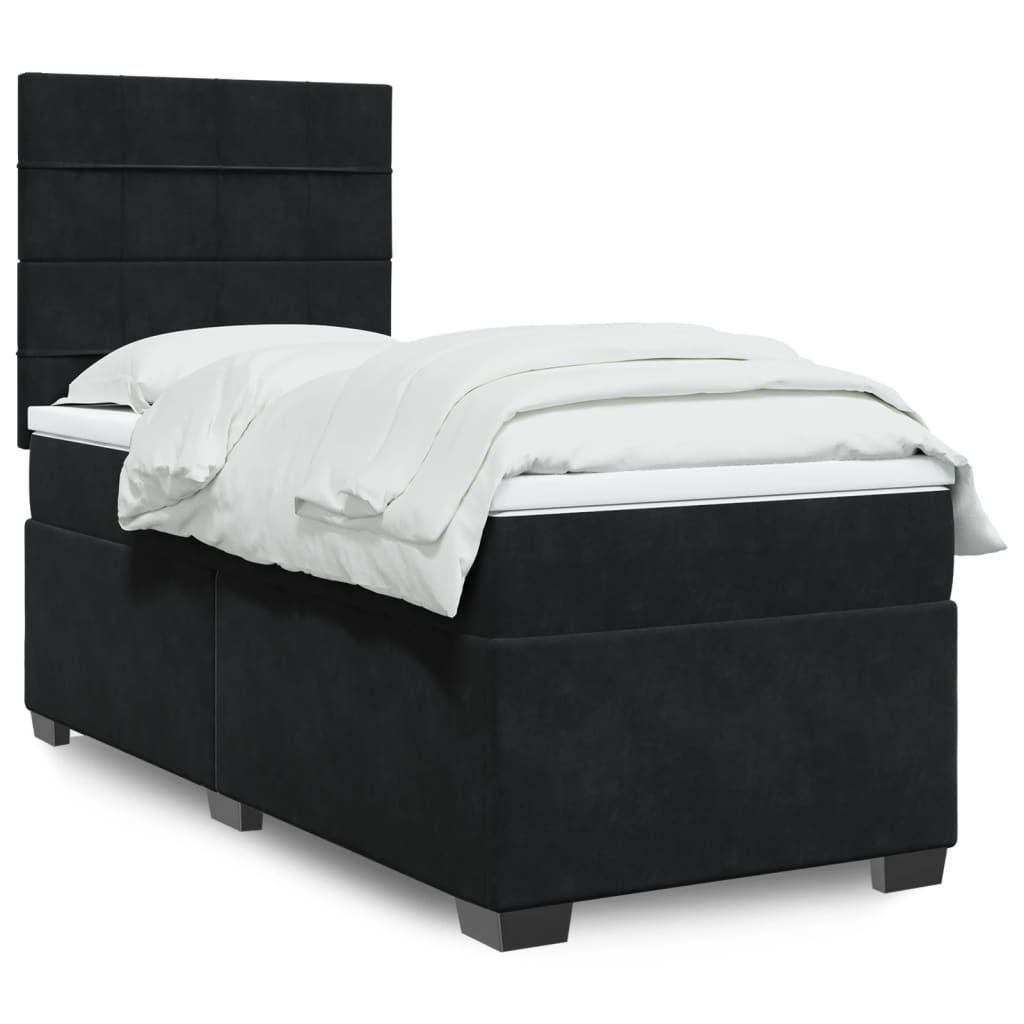 Box spring krevet s madracem crni 90x200 cm baršunasti