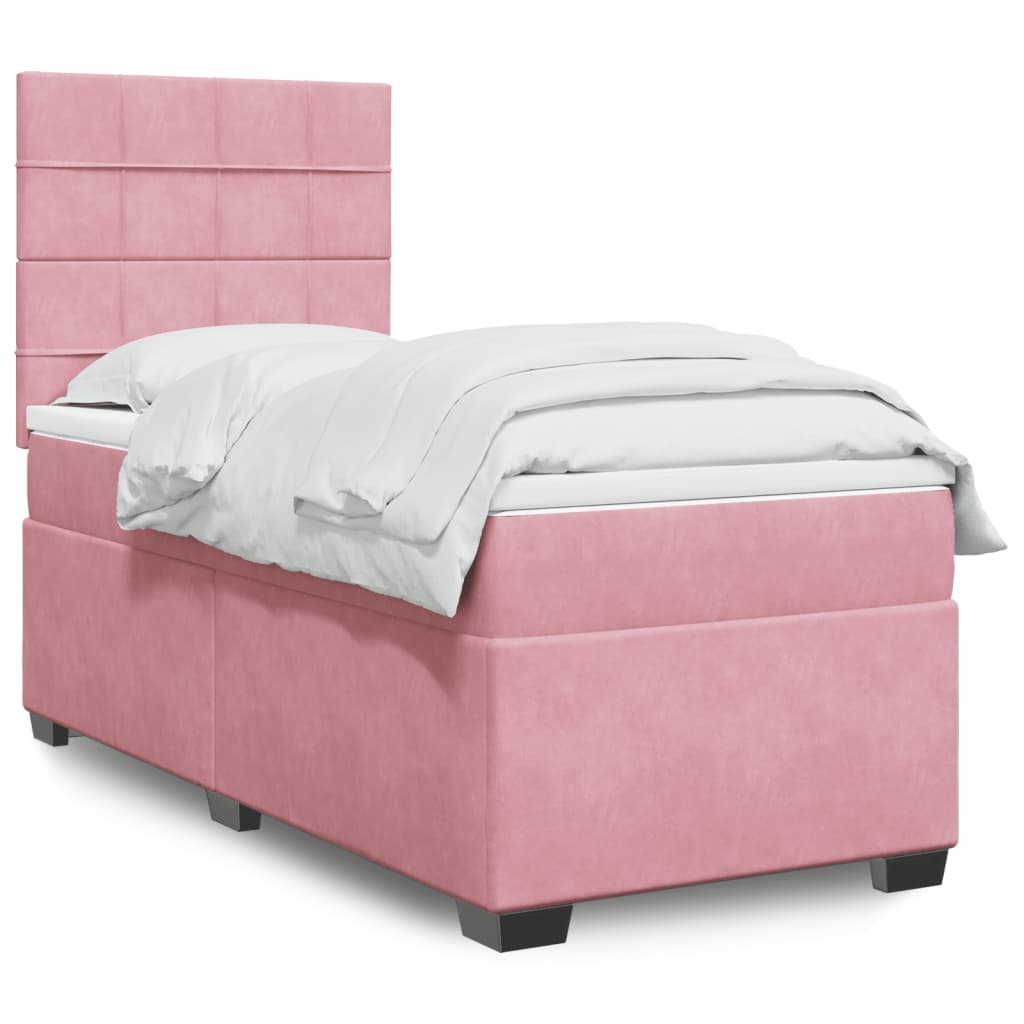 Box spring krevet s madracem ružičasti 90x200 cm baršunasti