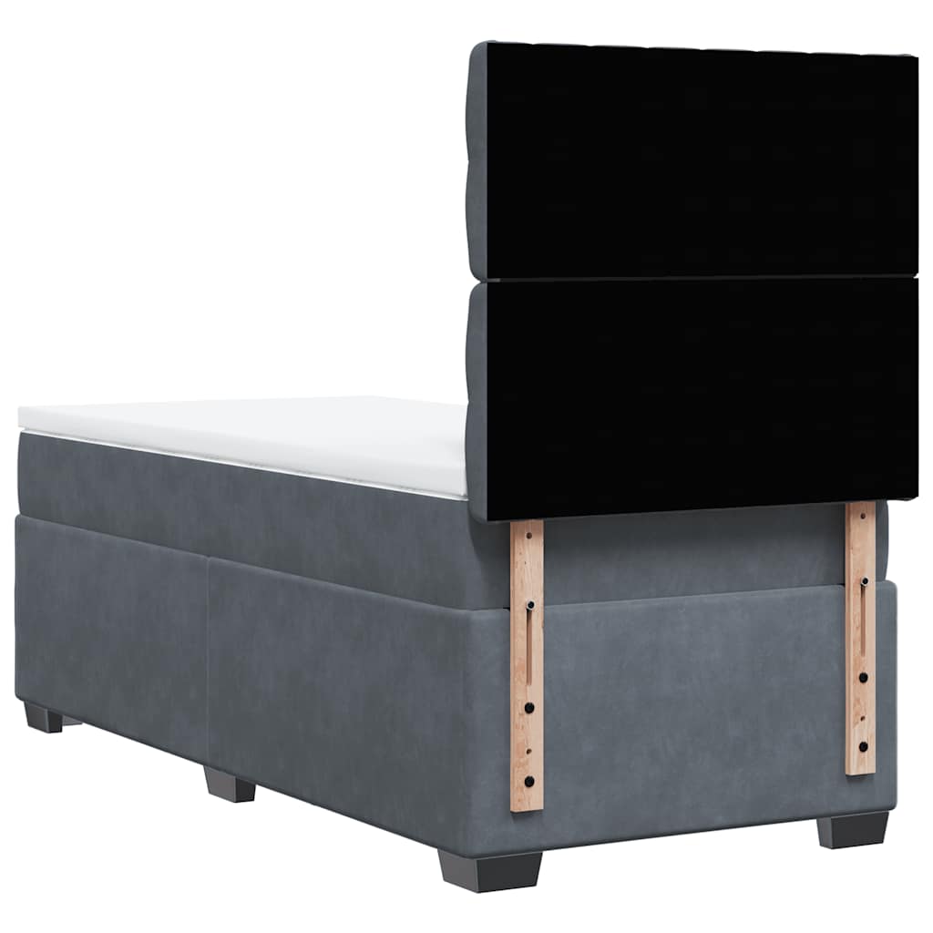 Box spring krevet s madracem tamnosivi 90x200 cm baršunasti