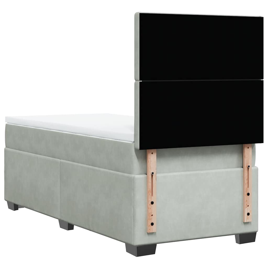 Box spring krevet s madracem svjetlosivi 90x190 cm baršunasti