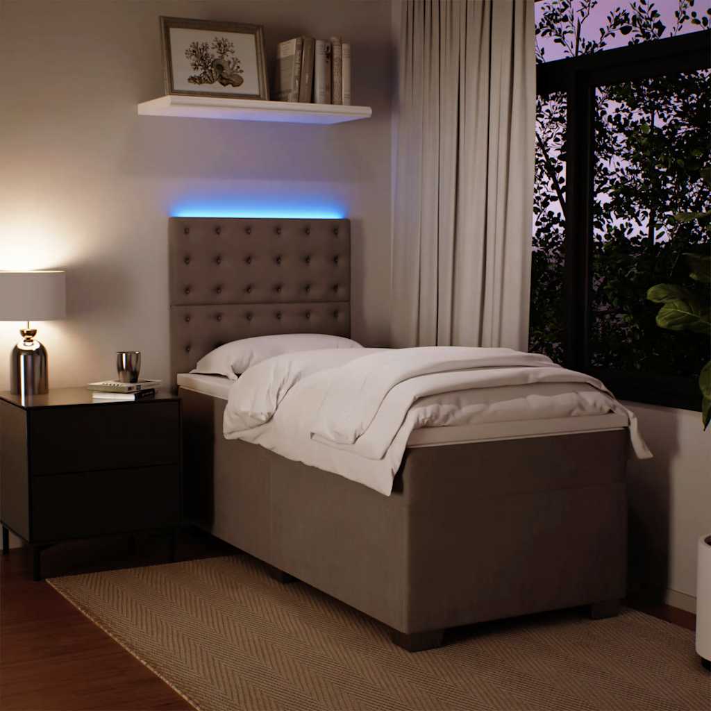 Box spring krevet s madracem svjetlosivi 90x190 cm baršunasti