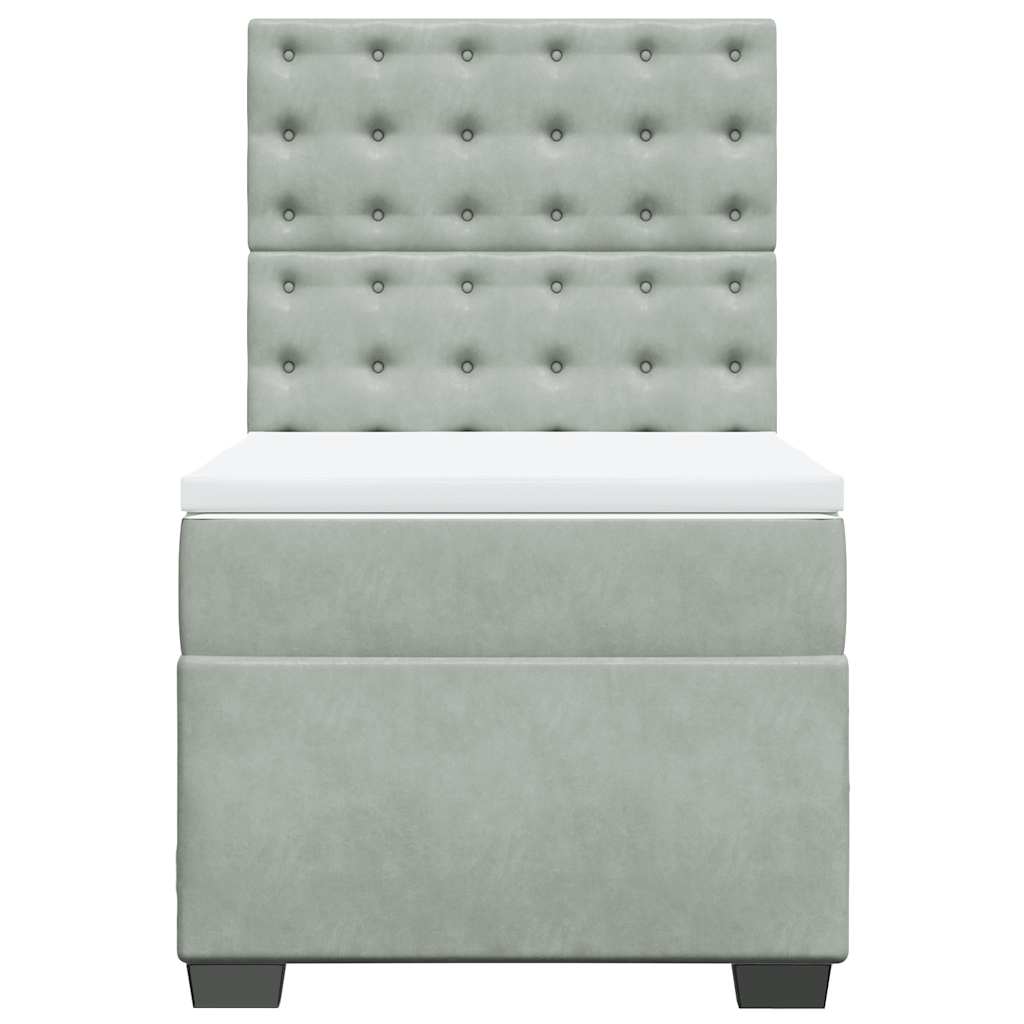 Box spring krevet s madracem svjetlosivi 90x190 cm baršunasti