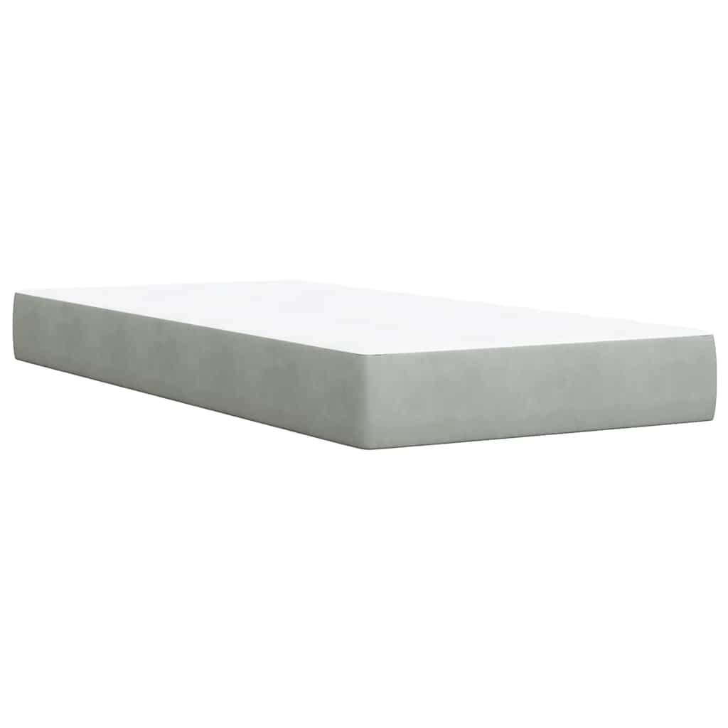 Box spring krevet s madracem svjetlosivi 90x190 cm baršunasti