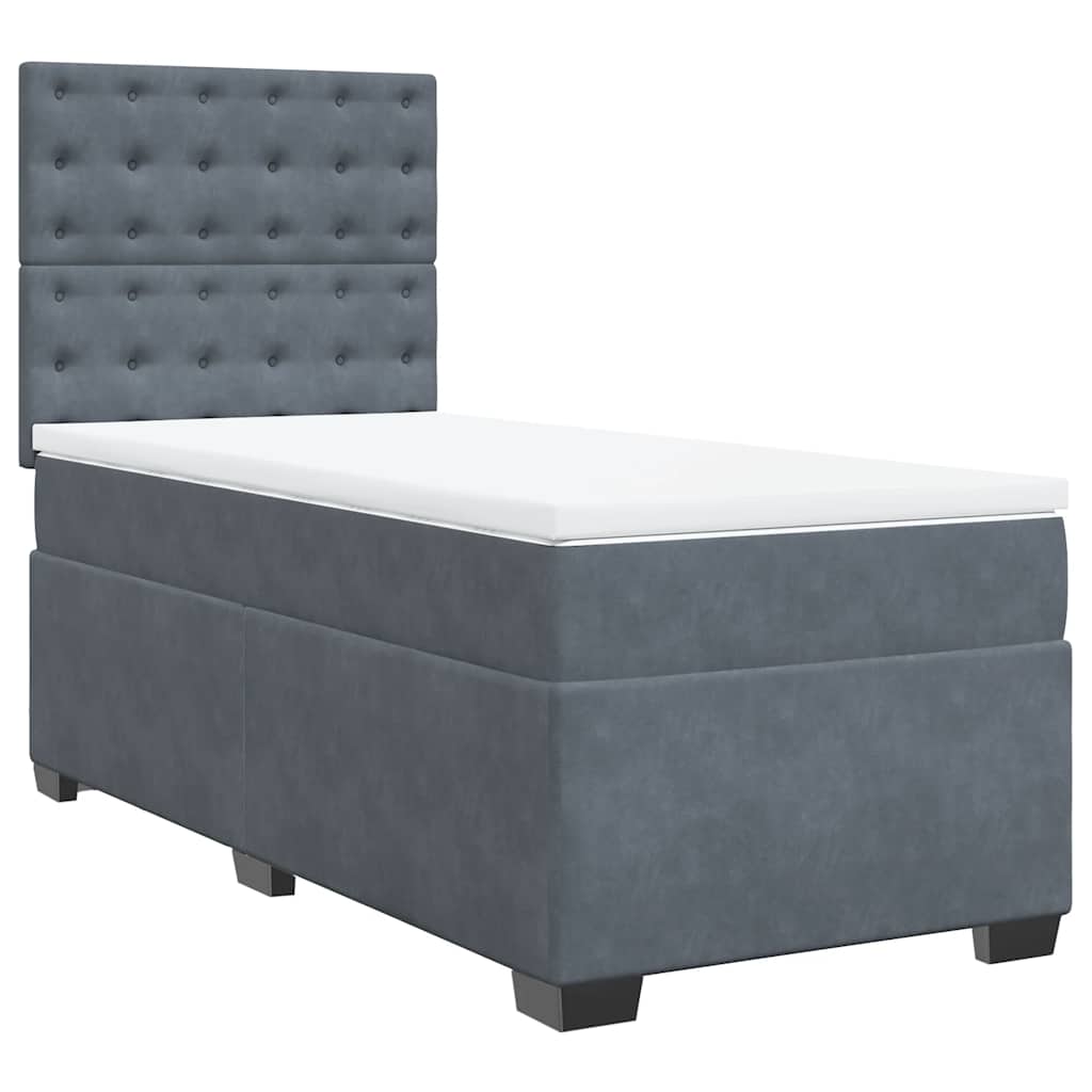 Box spring krevet s madracem tamnosivi 90x200 cm baršunasti