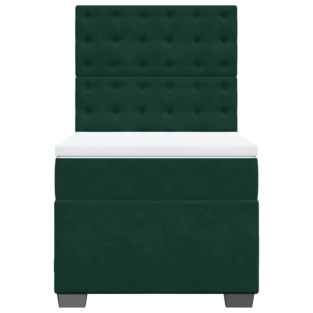 Box spring krevet s madracem tamnozeleni 90x200 cm baršunasti