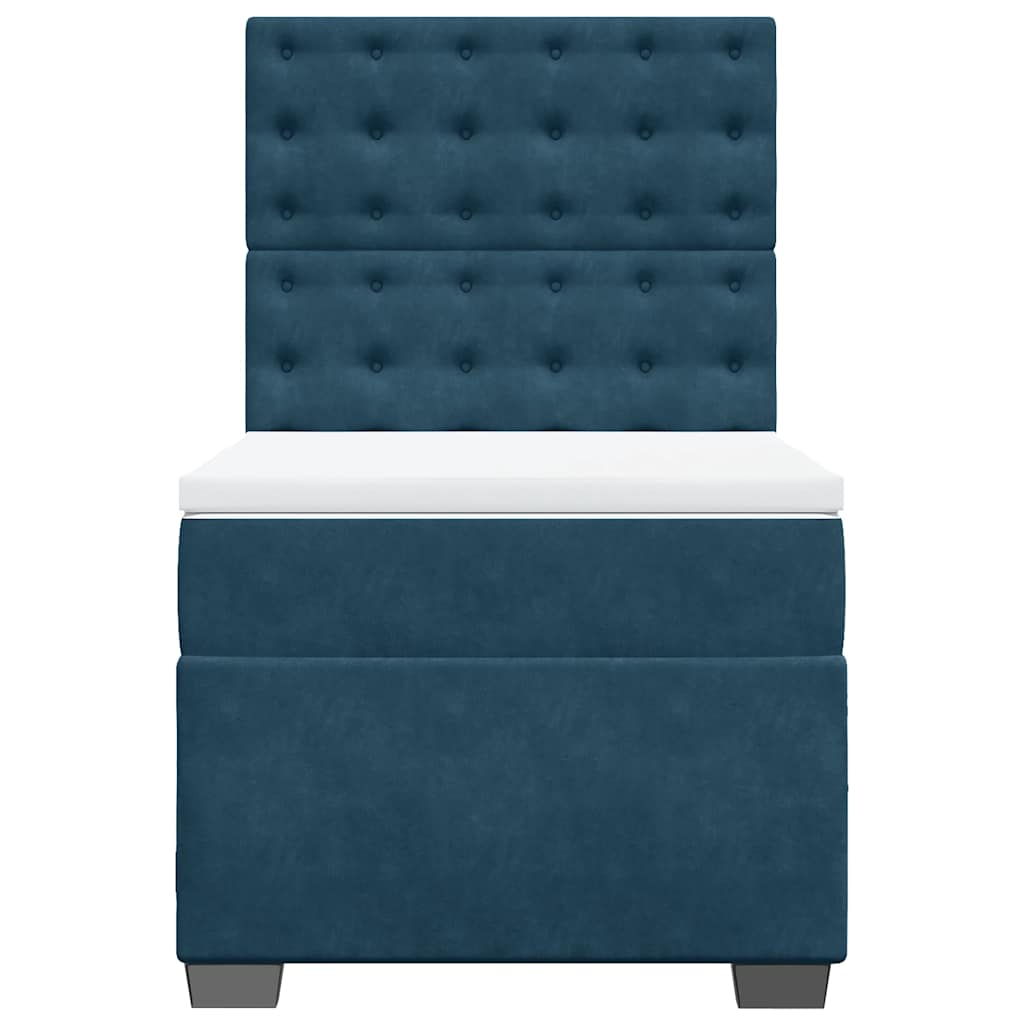 Box spring krevet s madracem plavi 90x200 cm baršunasti