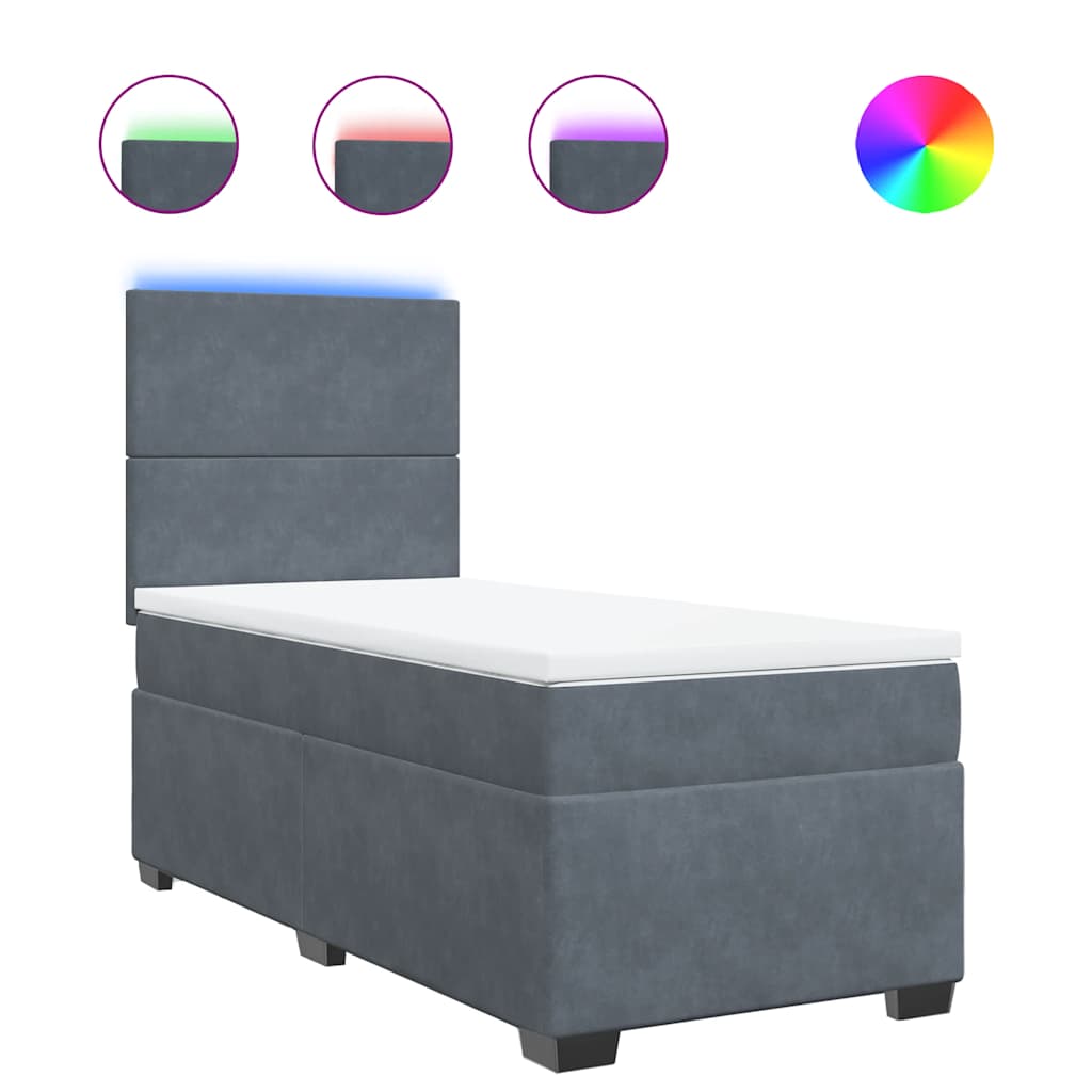 Box spring krevet s madracem tamnosivi 100x200 cm baršunasti