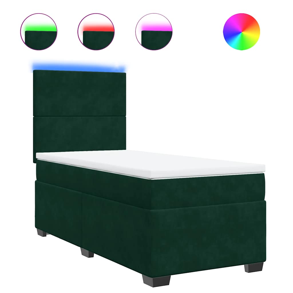 Box spring krevet s madracem tamnozeleni 100x200 cm baršunasti
