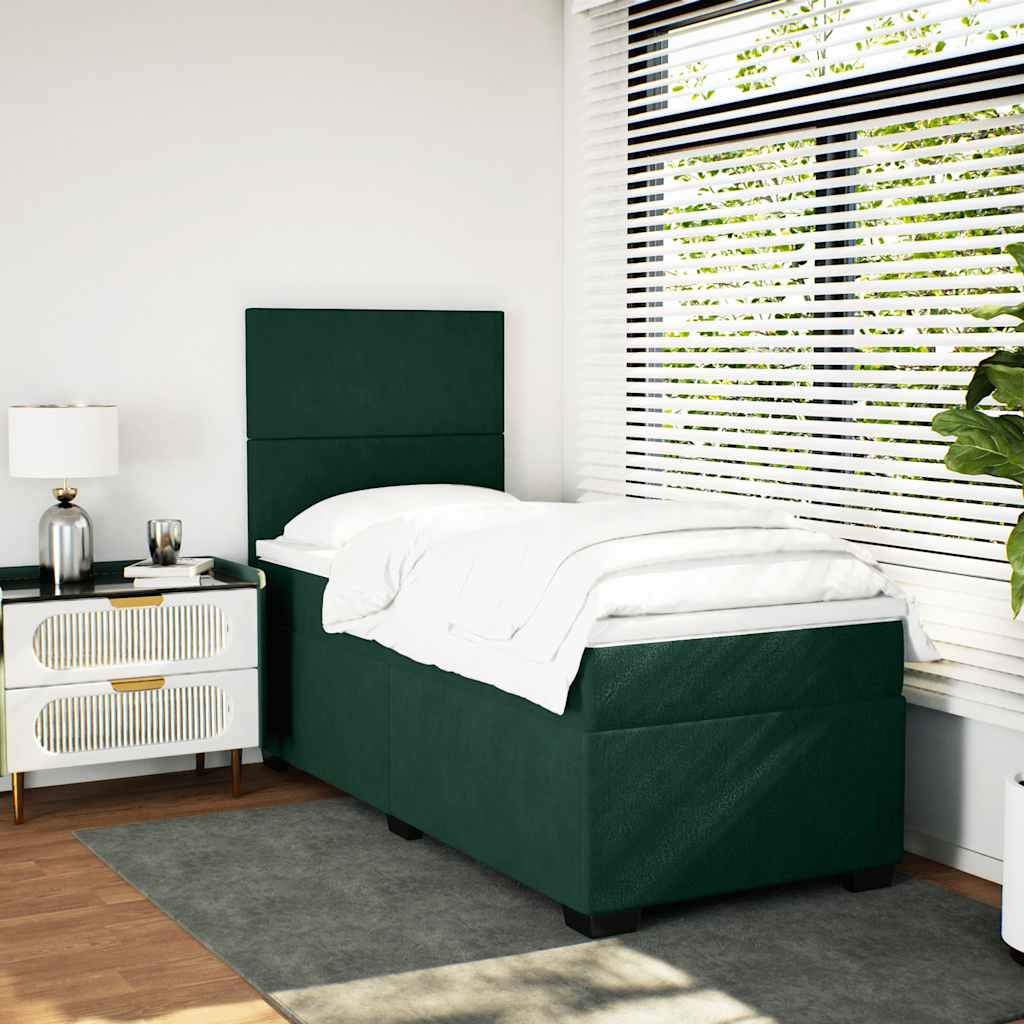 Box spring krevet s madracem tamnozeleni 100x200 cm baršunasti