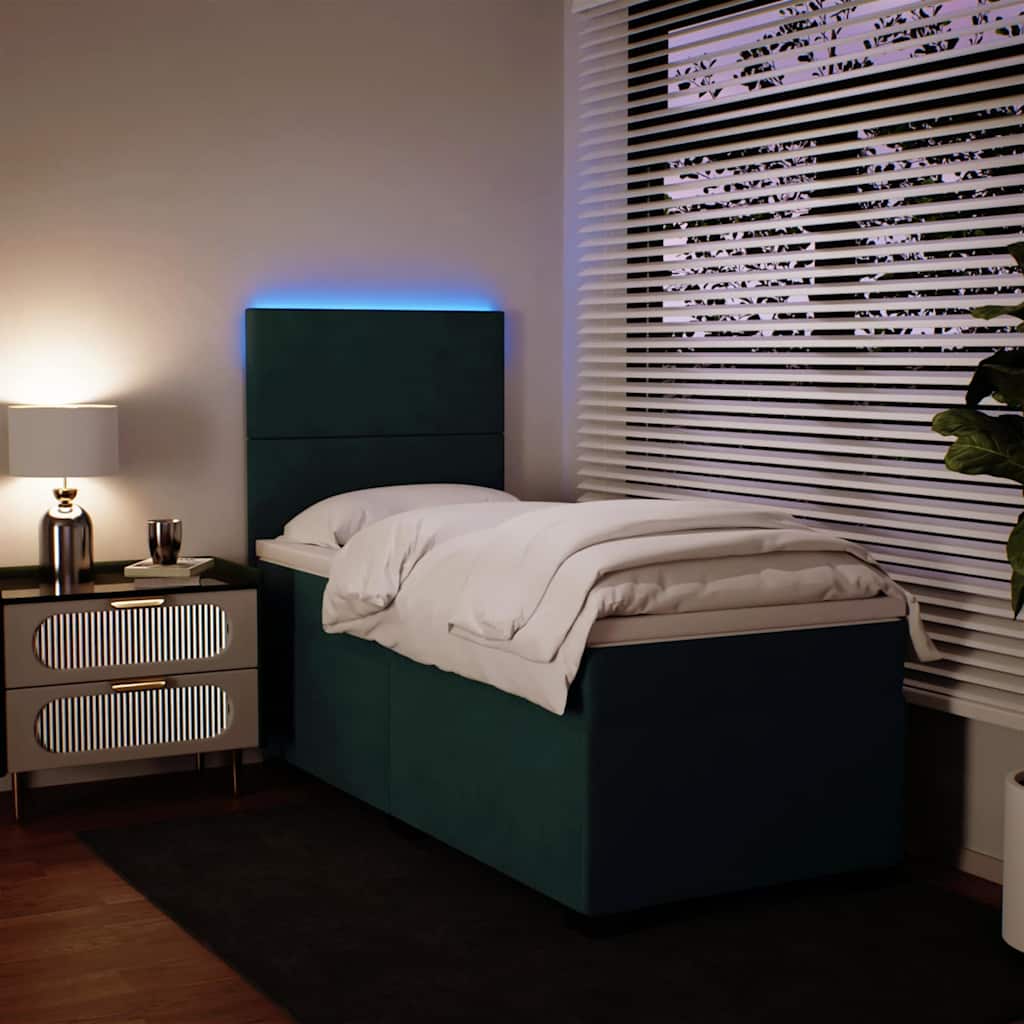 Box spring krevet s madracem tamnozeleni 100x200 cm baršunasti
