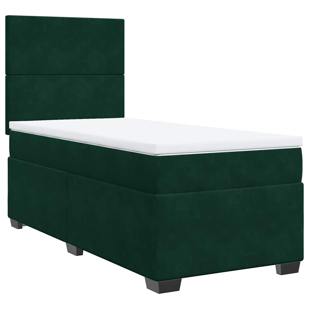 Box spring krevet s madracem tamnozeleni 100x200 cm baršunasti