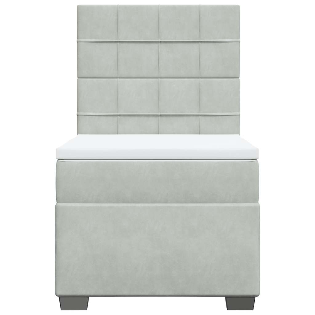 Box spring krevet s madracem svjetlosivi 100x200 cm baršunasti