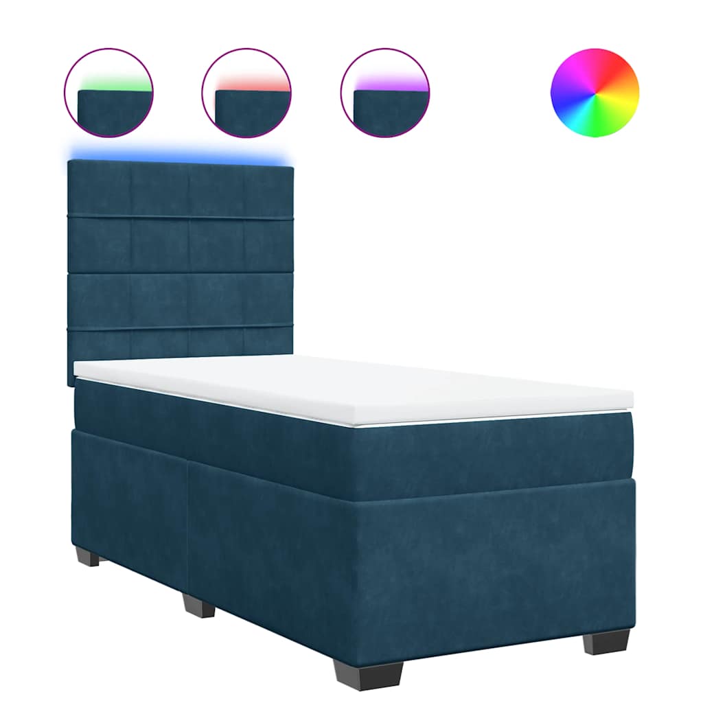 Box spring krevet s madracem plavi 100x200 cm baršunasti
