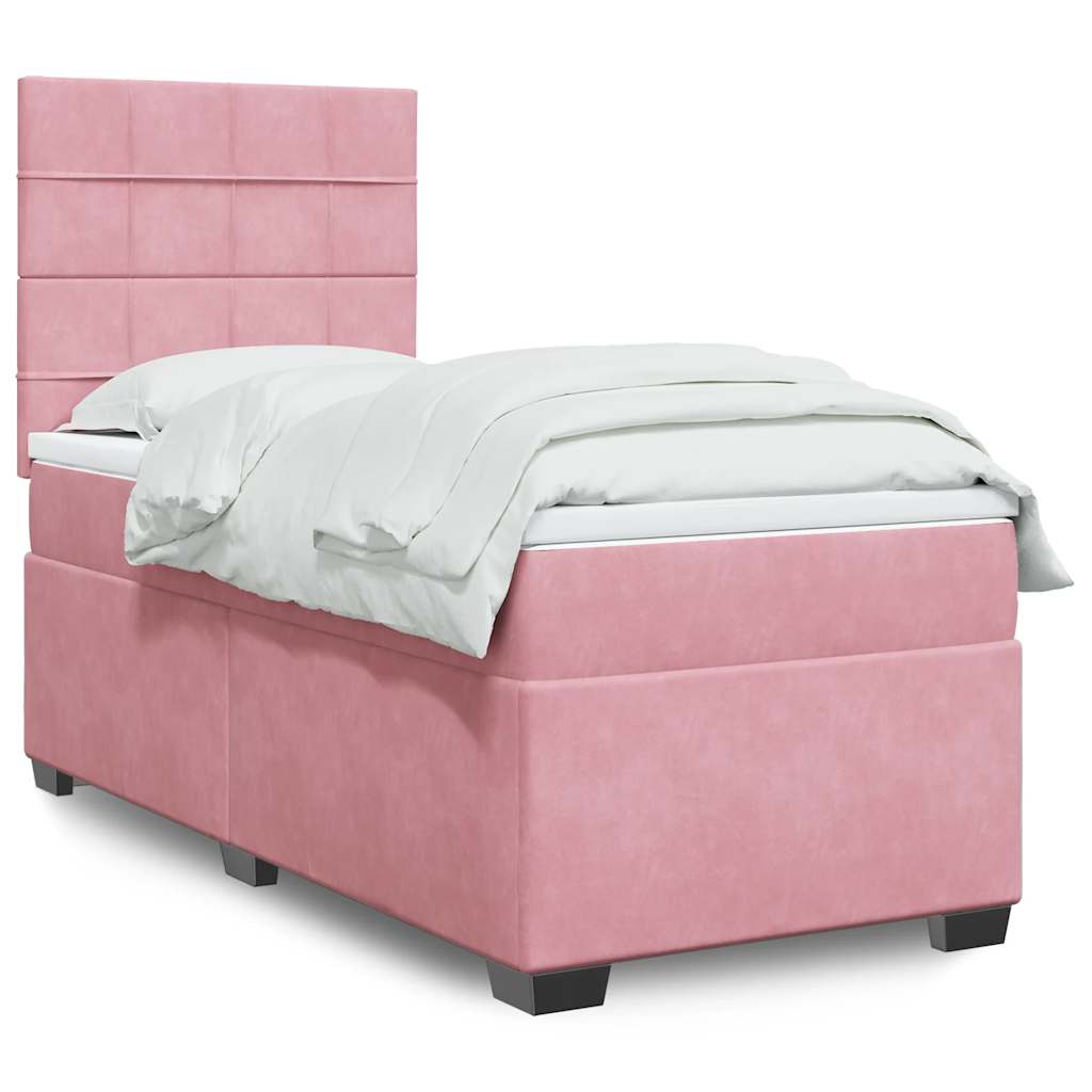 Box spring krevet s madracem ružičasti 100x200 cm baršunasti