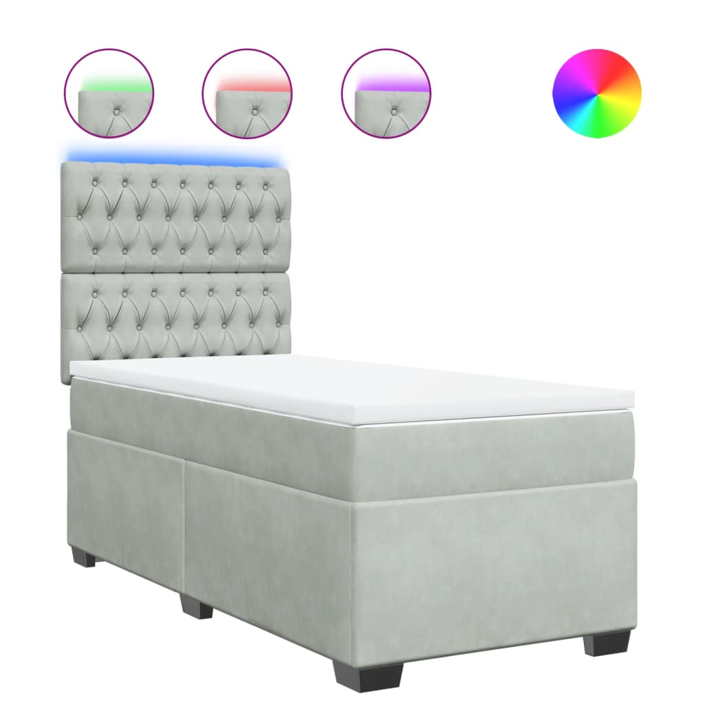 Box spring krevet s madracem svjetlosivi 100x200 cm baršunasti
