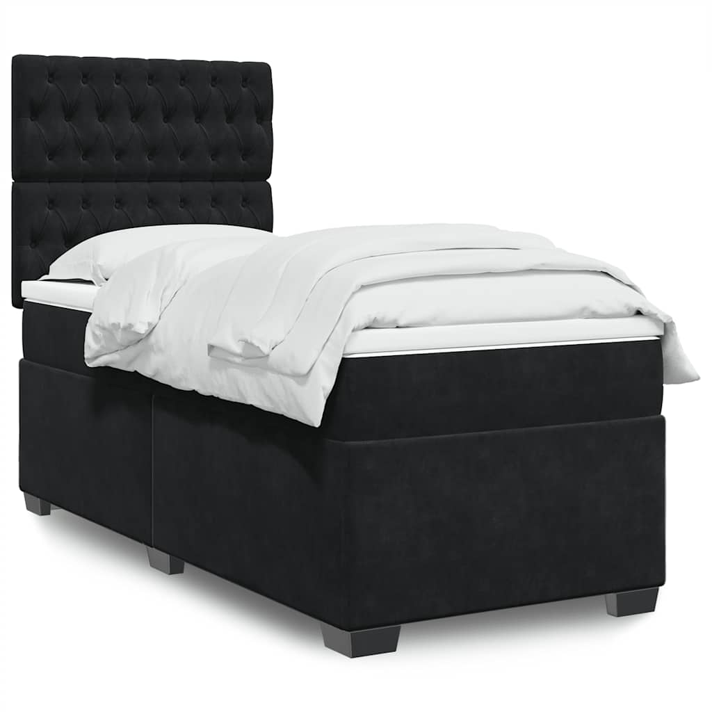 Box spring krevet s madracem crni 100x200 cm baršunasti
