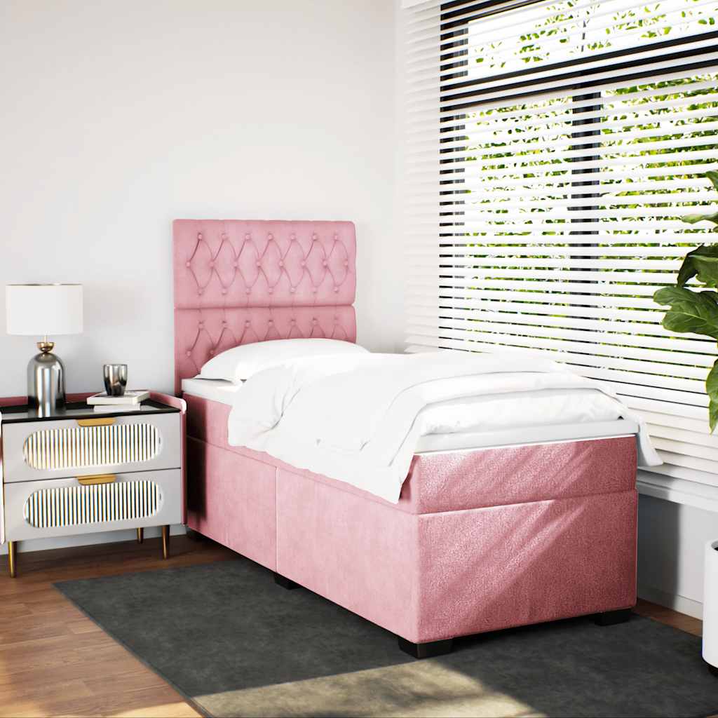 Box spring krevet s madracem ružičasti 100x200 cm baršunasti