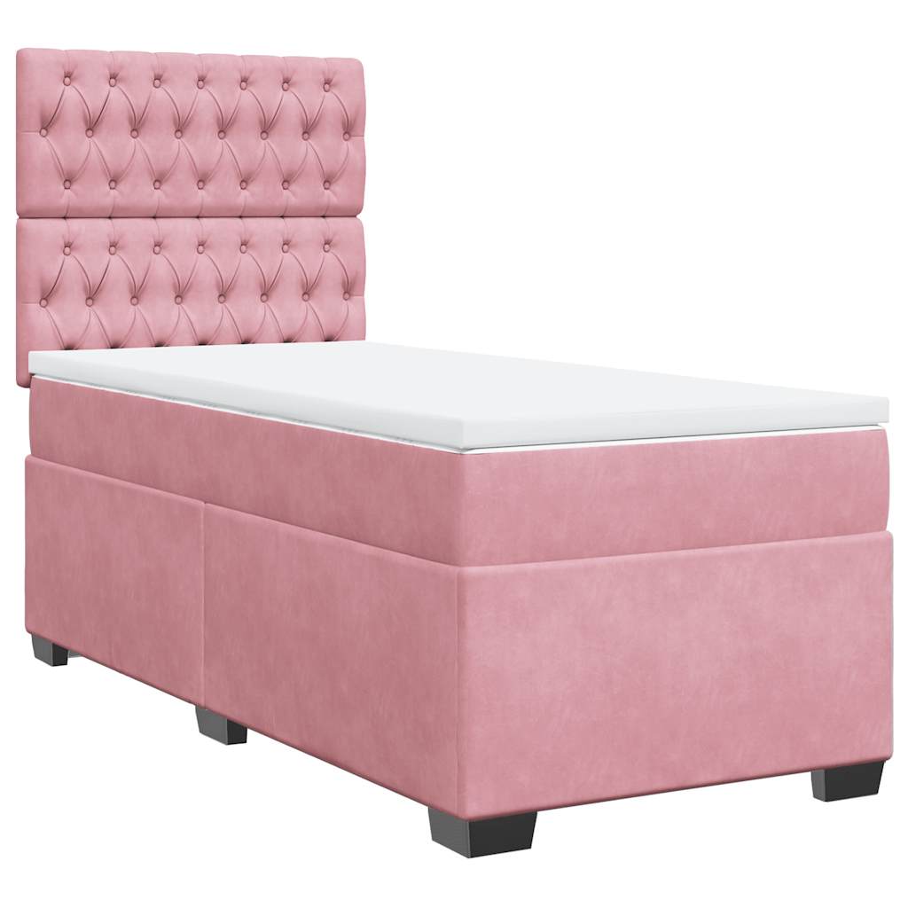 Box spring krevet s madracem ružičasti 100x200 cm baršunasti