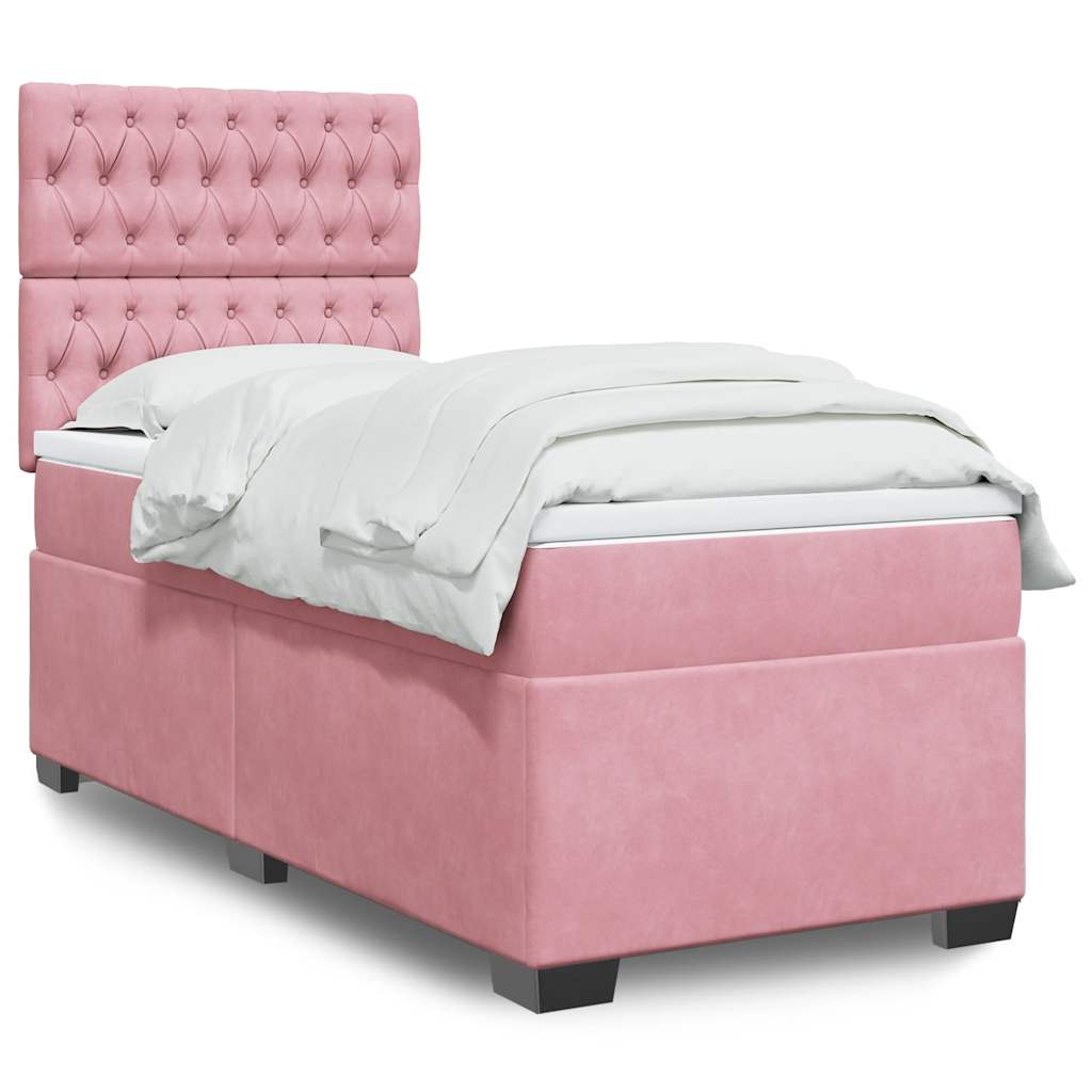 Box spring krevet s madracem ružičasti 100x200 cm baršunasti