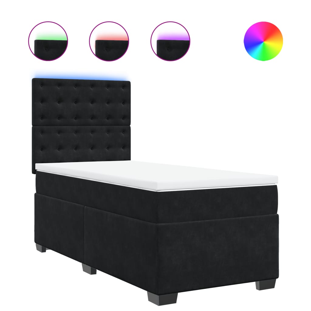 Box spring krevet s madracem crni 100x200 cm baršunasti