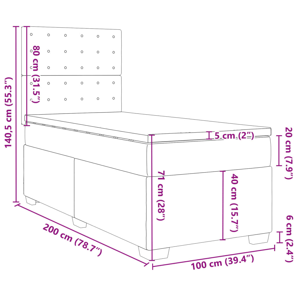Box spring krevet s madracem crni 100x200 cm baršunasti