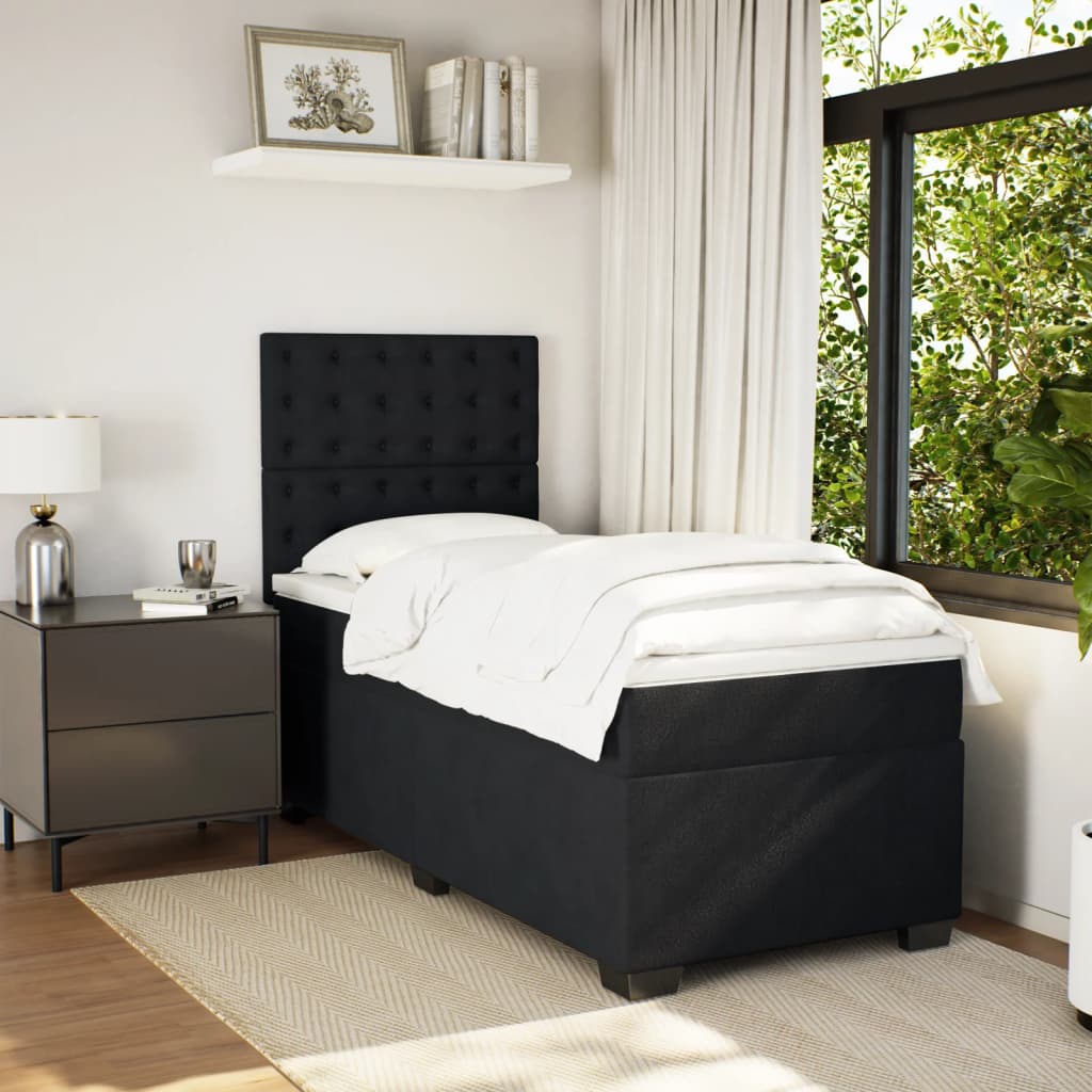 Box spring krevet s madracem crni 100x200 cm baršunasti