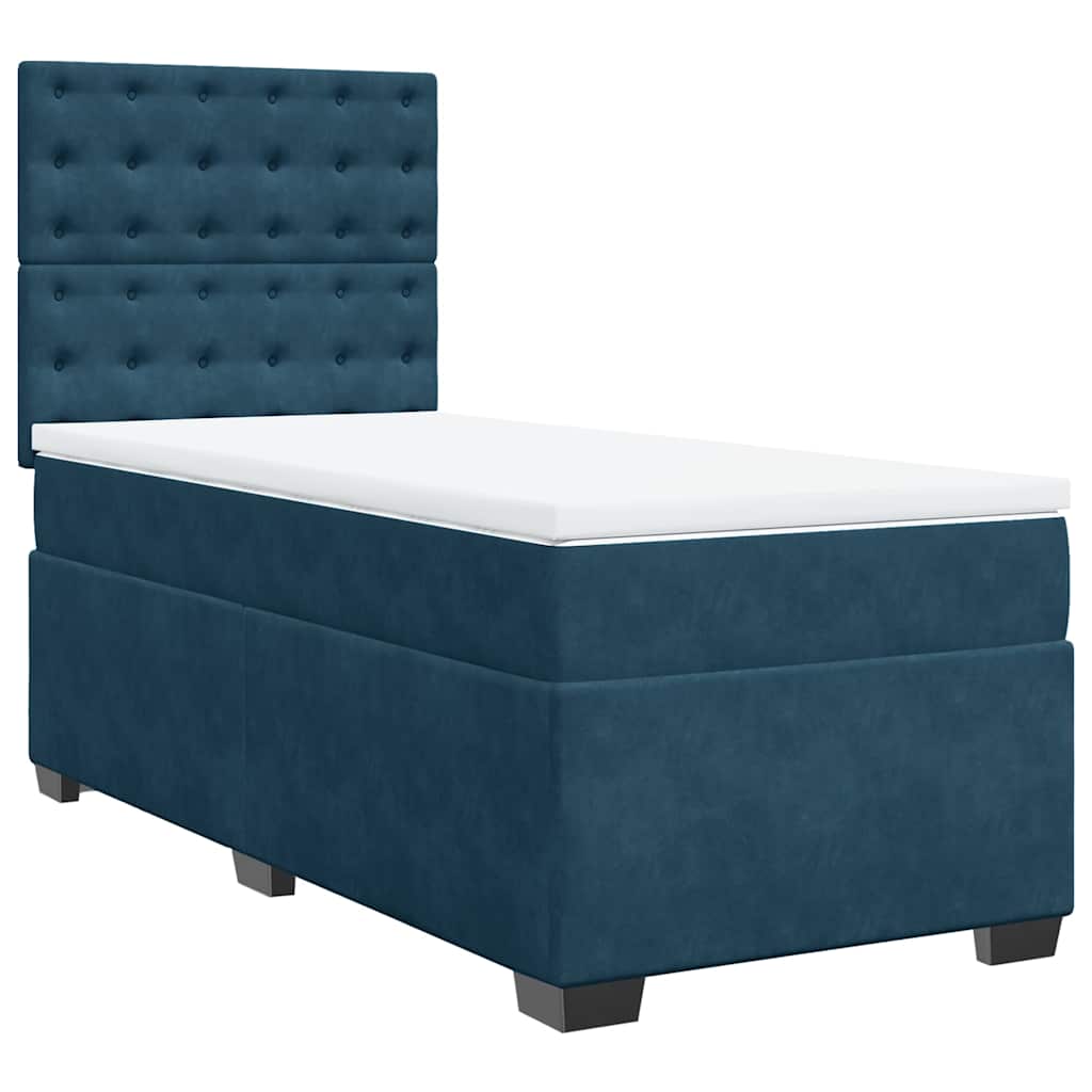 Box spring krevet s madracem plavi 100x200 cm baršunasti