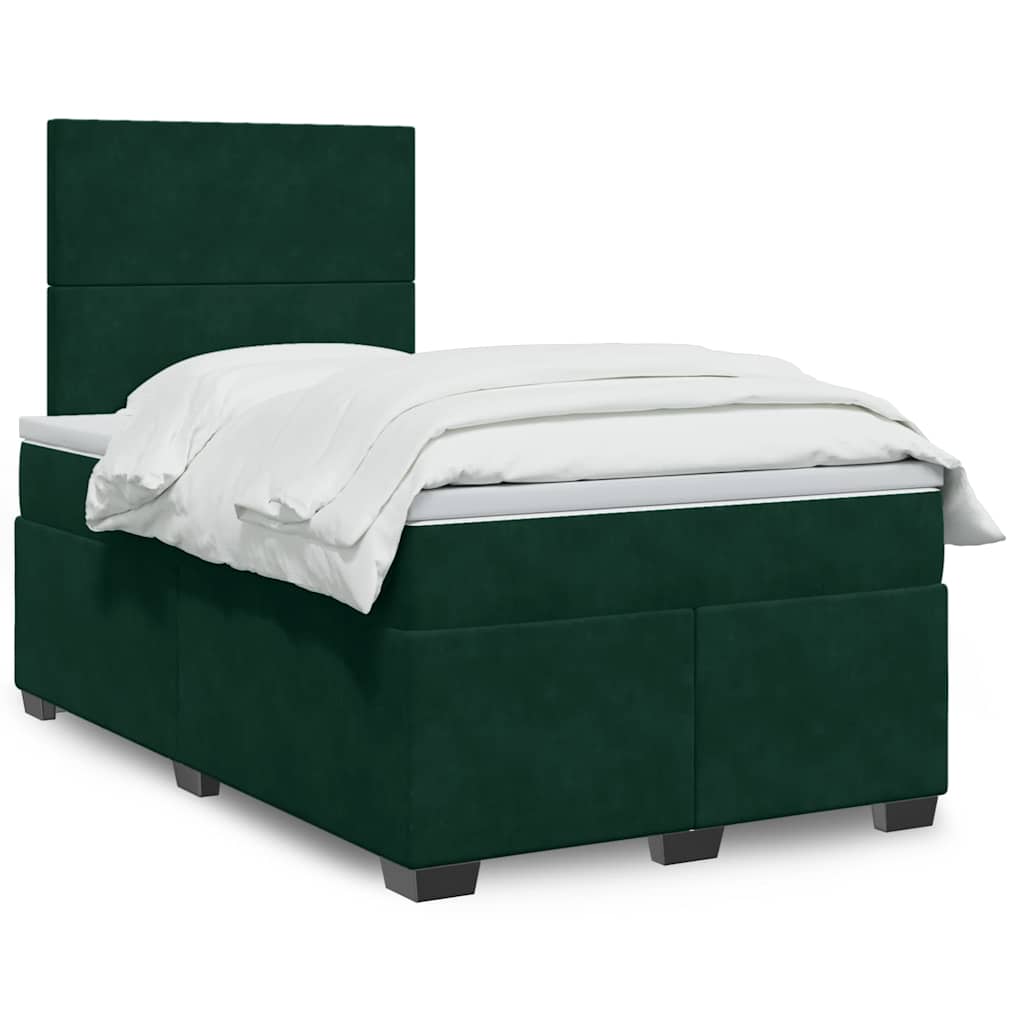 Krevet box spring s madracem tamnozeleni 120x190 cm baršunasti