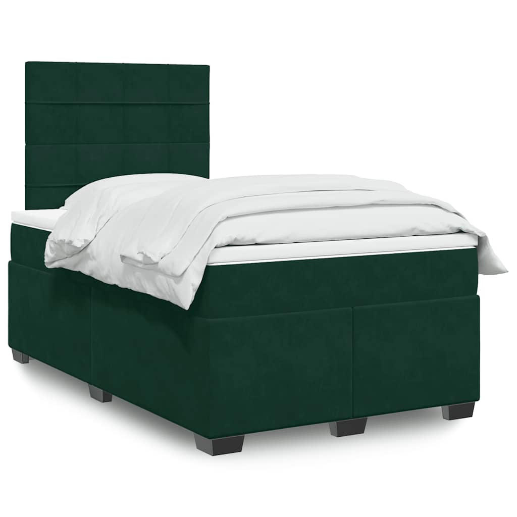 Krevet box spring s madracem tamnozeleni 120x190 cm baršunasti