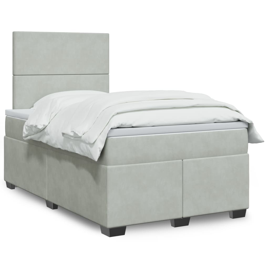 Box spring krevet s madracem svjetlosivi 120x200 cm baršunasti