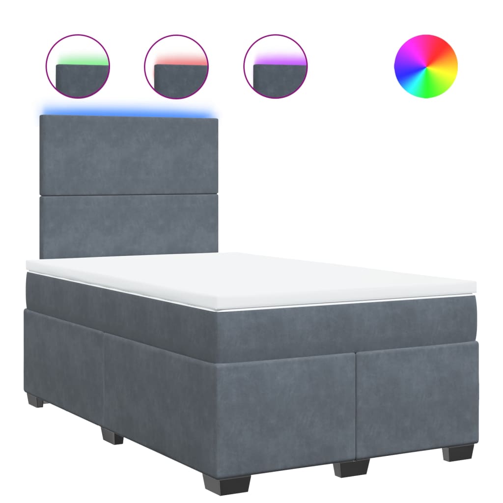 Box spring krevet s madracem tamnosivi 120 x 200 cm baršunasti