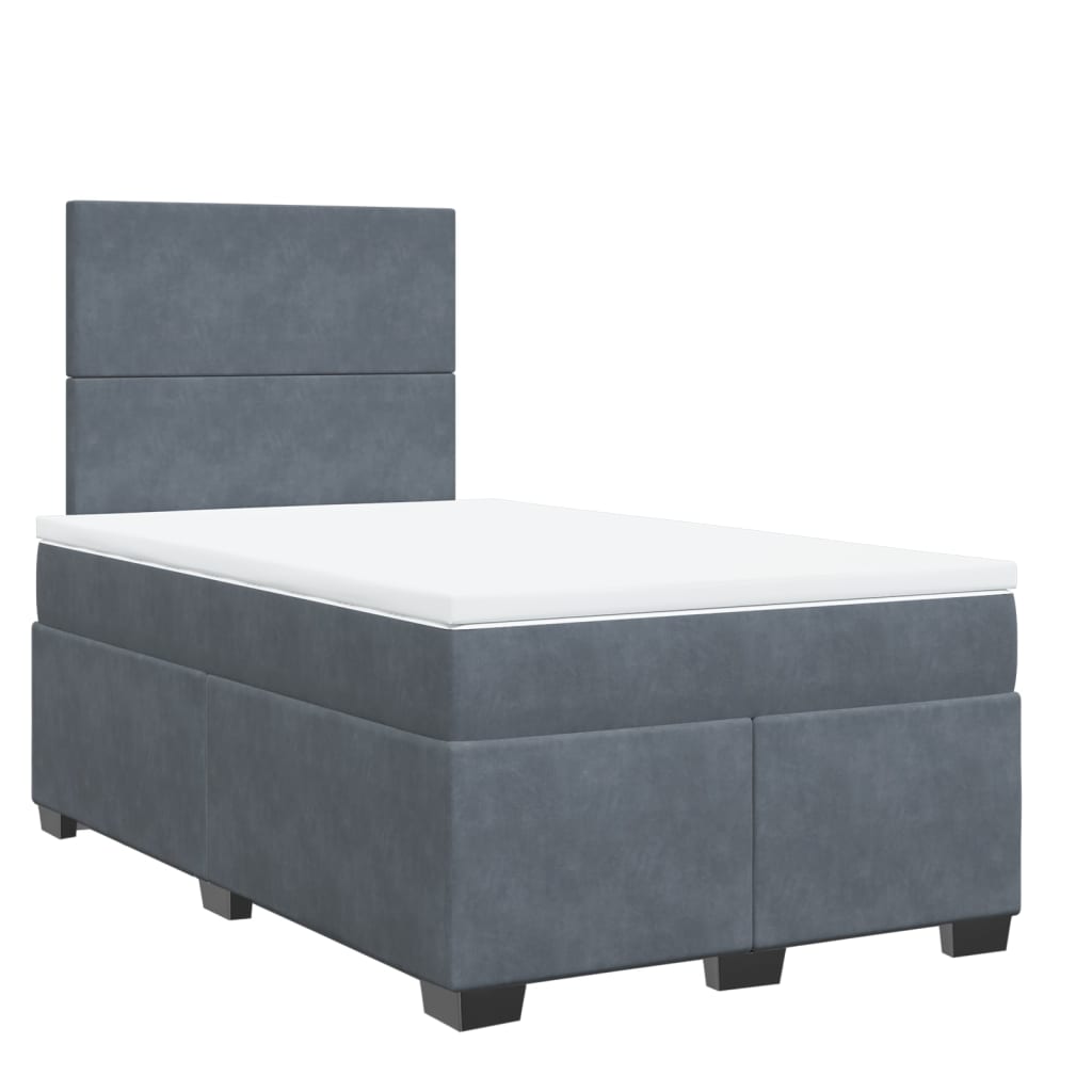 Box spring krevet s madracem tamnosivi 120 x 200 cm baršunasti
