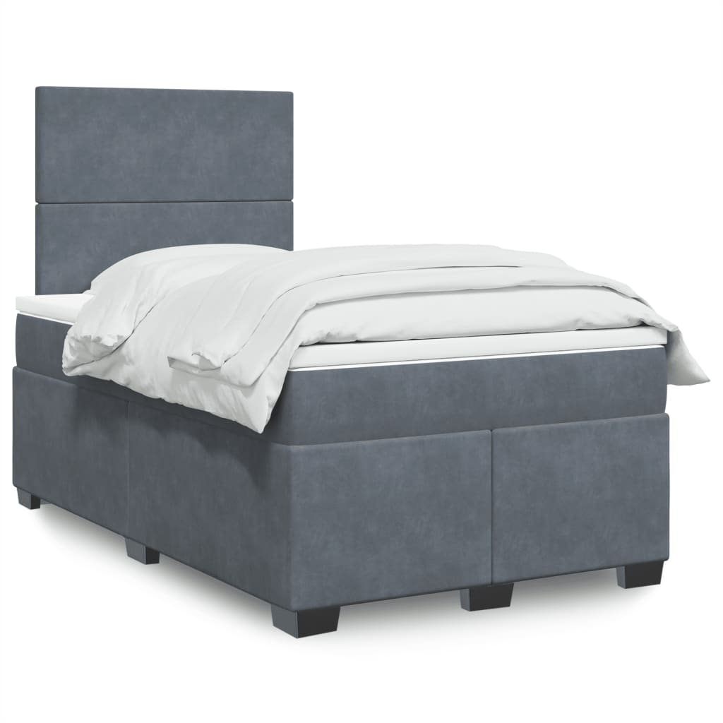 Box spring krevet s madracem tamnosivi 120 x 200 cm baršunasti