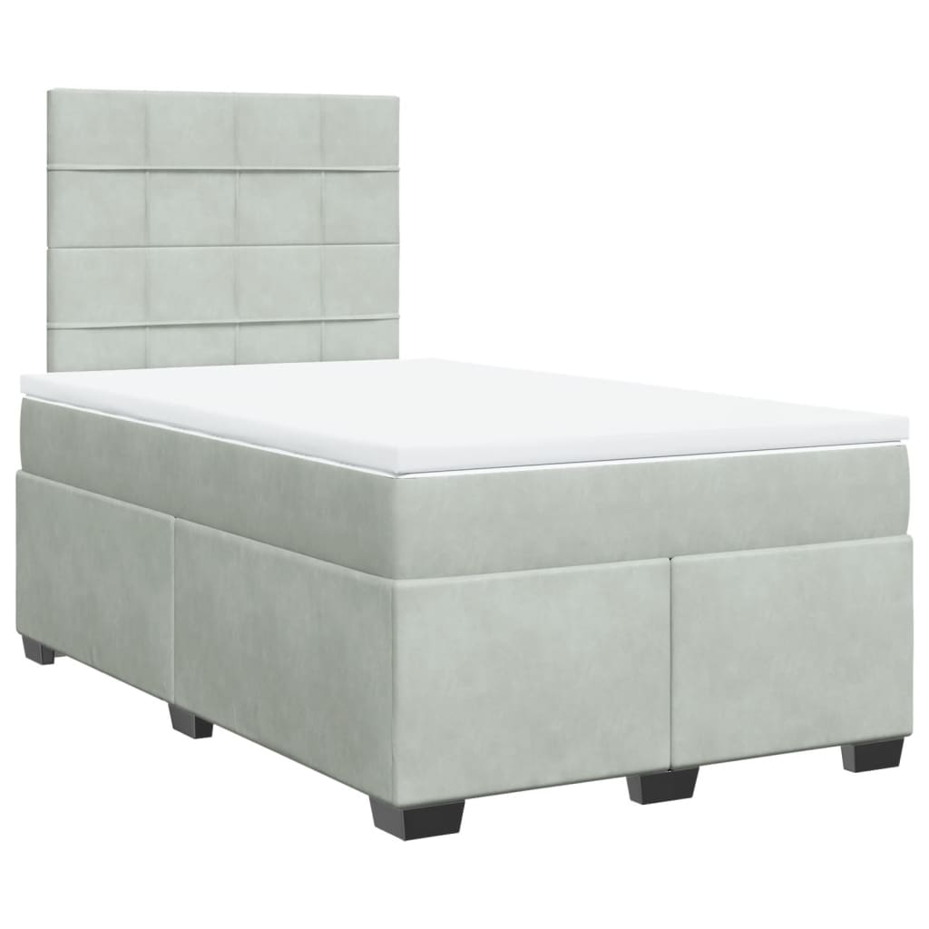 Box spring krevet s madracem svjetlosivi 120x200 cm baršunasti