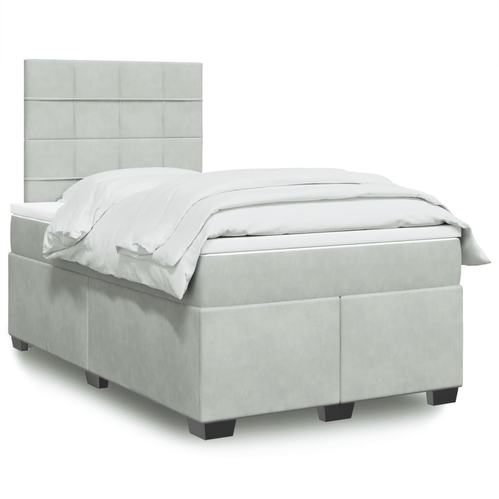 Box spring krevet s madracem svjetlosivi 120x200 cm baršunasti